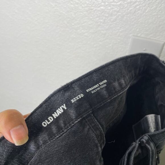 Old Navy Jeans Mens Size 32x30 Black Faded Straight Taper Denim Dark Wash - Picture 4 of 16